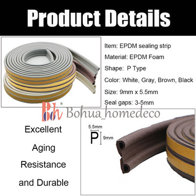 la forma di gomma delle guarnizioni P di 9x5.5mm EPDM applica guarnizione di tenuta a per la porta e la finestra
