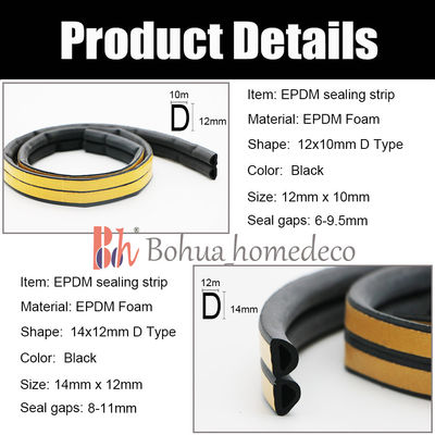 Le guarnizioni di gomma autoadesive D di EPDM hanno modellato per la porta 12*10mm del magazzino