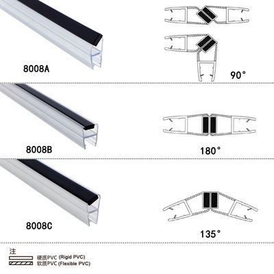 Guarnizioni impermeabili del PVC della buona di resilienza della doccia banda magnetica della porta per il vetro di 8mm