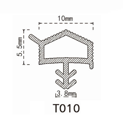 Striscia di gomma del sigillo alla porta di fettuccia di vigogna dell'elastomero termoplastico con l'aletta 10*5.5mm